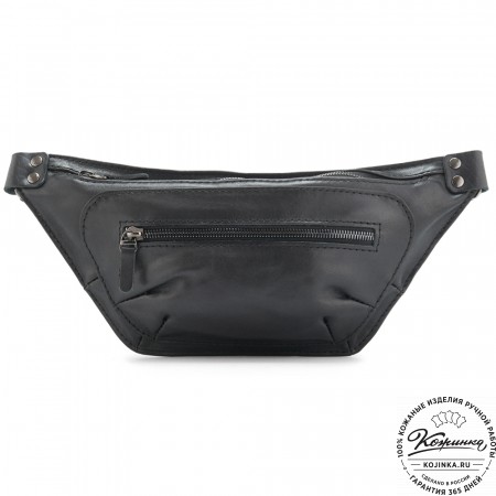 Кожаная сумка на пояс "Рики" (чёрная)